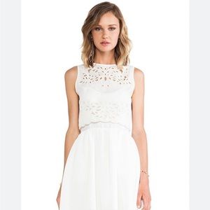 Revolve Keepsake The Label Begin Again Embroidered Cutout Dress size XS White